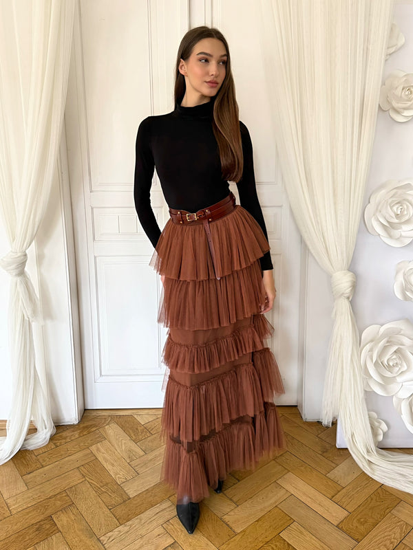 Tylová sukně EXCELSIOR brown